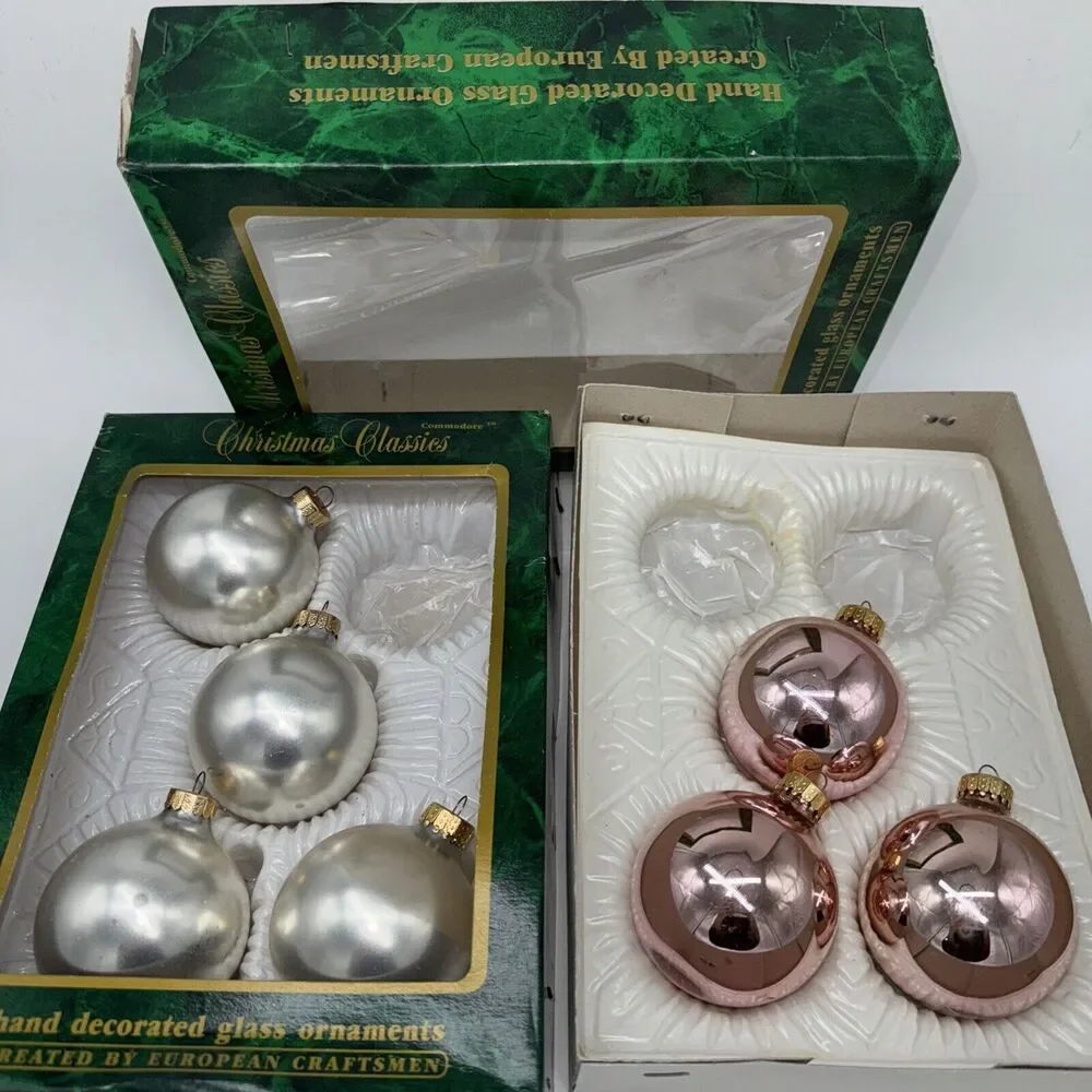 7 Vintage Commodore Glass‎ Ball Xmas Ornaments 2.5